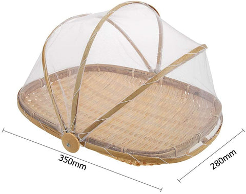 Bamboo Food Serving Trays Platters with Food Cover Mesh - WILLOW