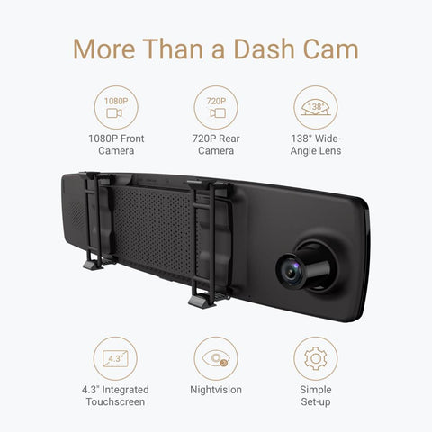 YI Mirror Dash Cam, Dual Dashboard Camera Recorder with Touch Screen - Xiaomi