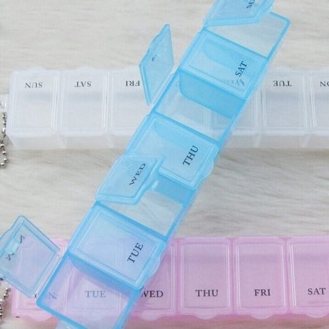 Pill Box 2pcs Weekly Pill Holder Rotated 7 Slot Vitamin Medicine Box Case Organizer Container (Pink)