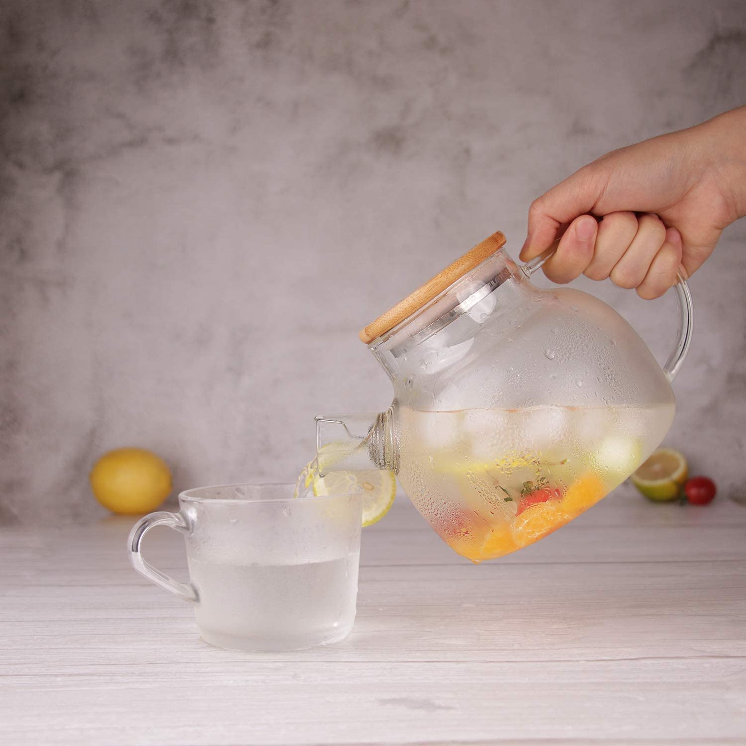 Glass Teapot with Removable Infuser,Stovetop Safe Teapot for Loose Leaf and Blooming Tea,1000ML
