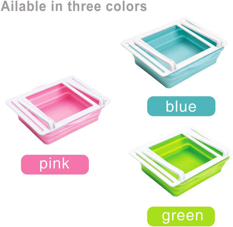 JM-626 Fridge Drawer Organizer Folding Storage Box for Home Kitchen Fridge Space Saver (2pcs) Pink