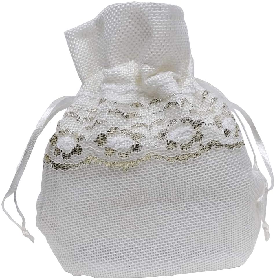 Multipurpose Small Jute with Lace Pouches Party Giveaway Gifts 24 pieces - 14x11cm - Willow