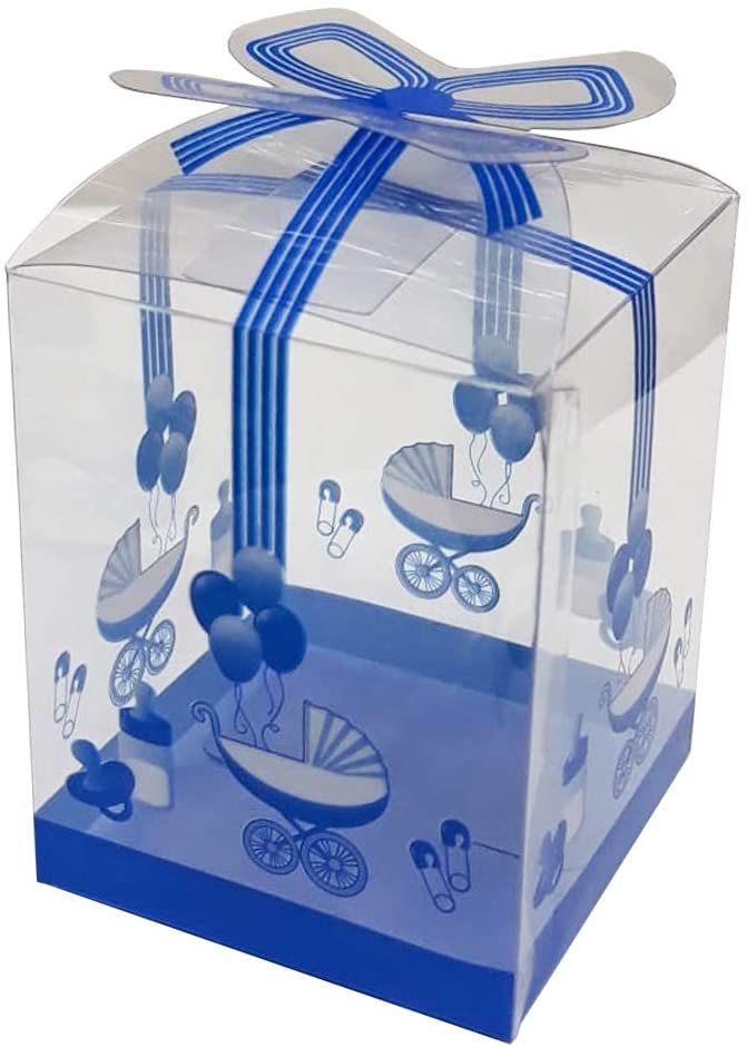 12 Pc Pack Baby Shower Clear Gift Boxes for Girls - 5.5x5.5x7 Cm gift box - Willow