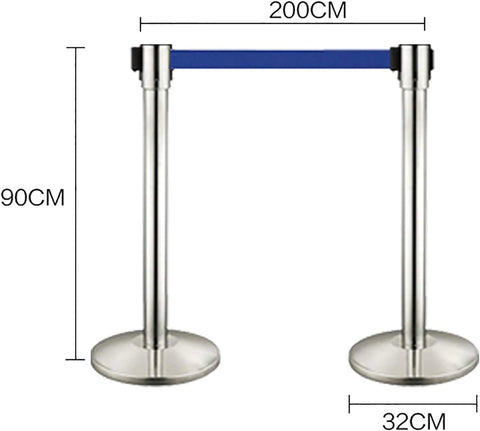 Olmecs Indoor Outdoor Stanchion, Stainless Steel Crowd Control Barriers with Separation Belt - Set 2PCS,2m