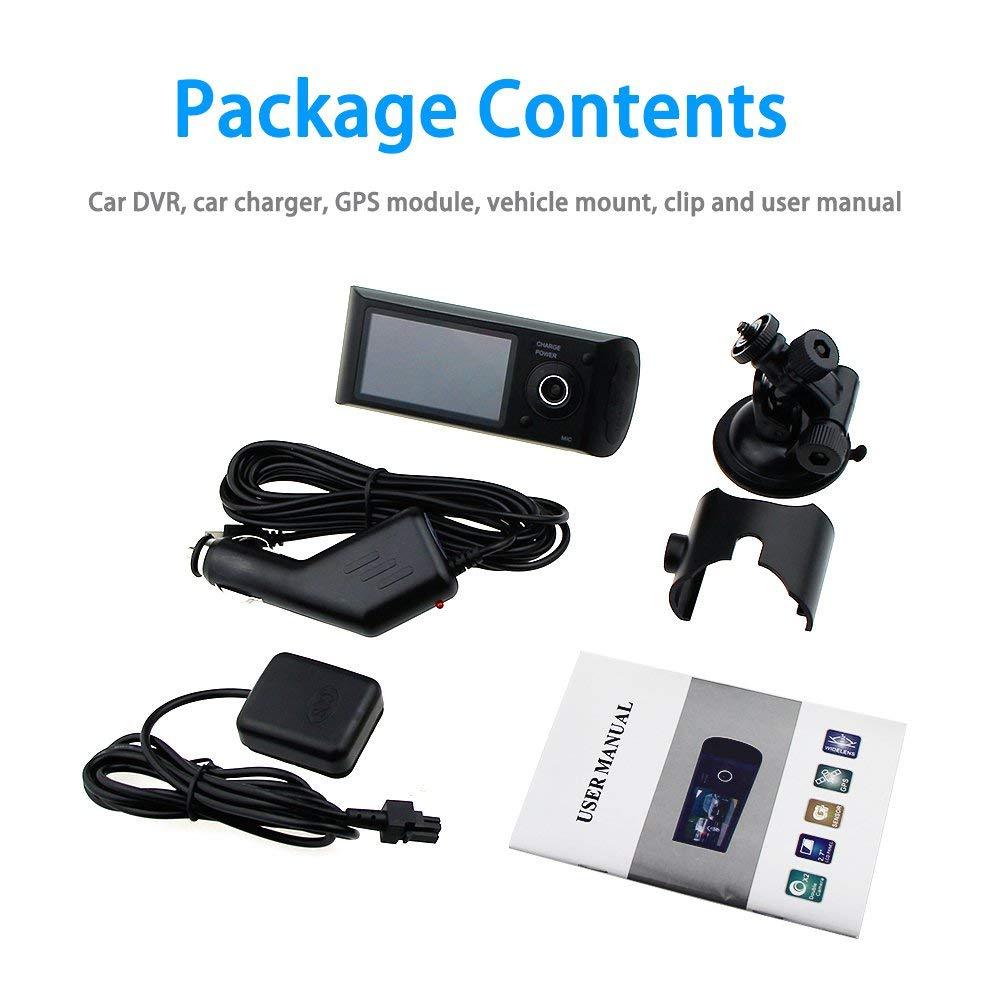 Dual Lens Dash Cam,2.7" Car DVR Vehicle Camera Video Recorder with GPS Module G-Sensor - SquareDubai