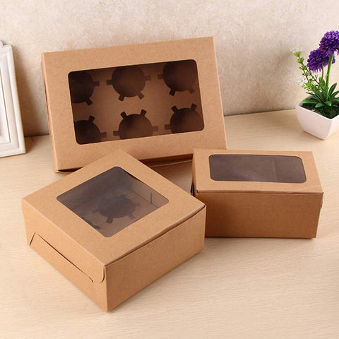 Willow Kraft Paper Cup Cake Box for Home Dessert Shop  4 Cavities (10Pc Pack)