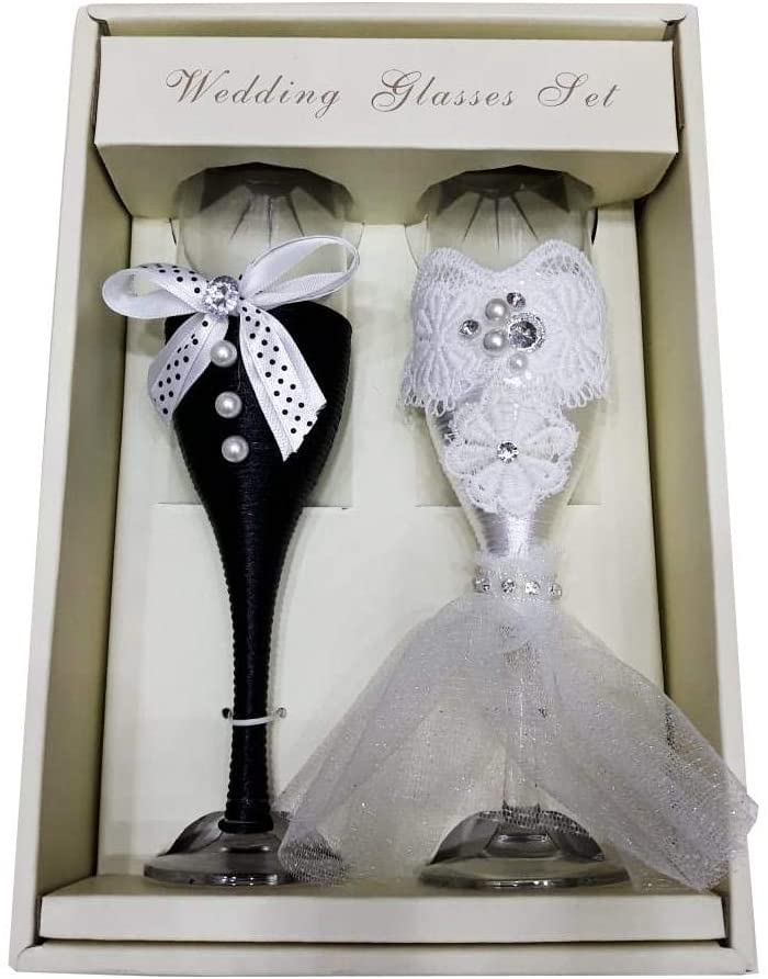 Wedding Champagne Drinking Glasses Set of 2
