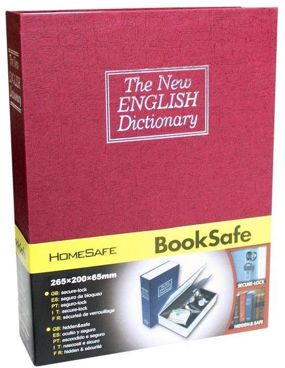 Safe Lock Box Dictionary with Combination Lock Safe Security Cash Money Box - Red