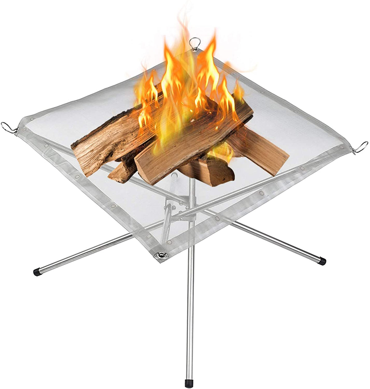 Portable Outdoor Fire Pit 22 Inch Foldable Stainless Steel Mesh