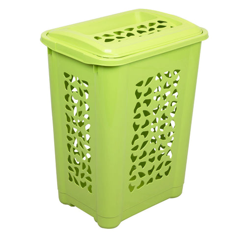 Keeeper Laundry box with slot and lid, Plastic, Green, 45 x 34 x 60 cm