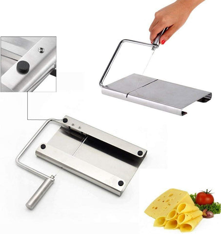 Cheese/Butter Slicer, Stainless Steel Cutter with Durable Wire & Cutting Board