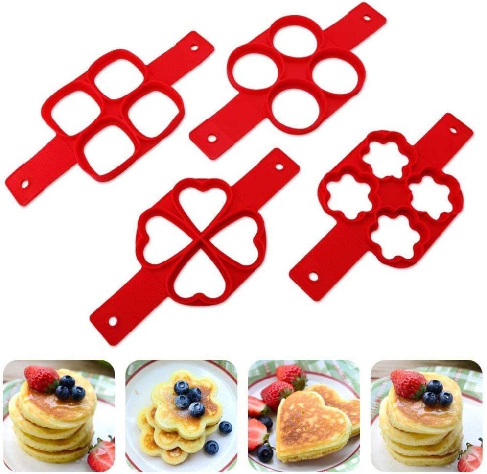 4-Pack Nonstick Silicone Pancake Mold Maker