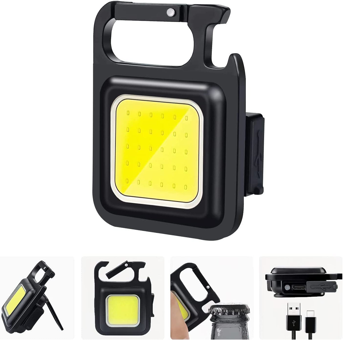 Olmecs Mini Flashlight, 800Lumens COB Bright Rechargeable Keychain Flashlights, Black