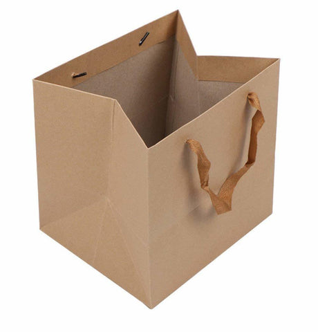 Large Square Kraft Paper Bag 13x13x13 inches (PACK OF 12)