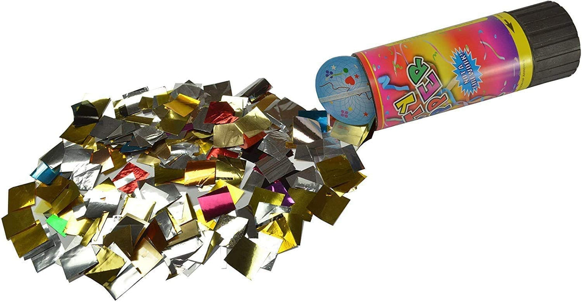 12PCS Small (28cm) Random Colorful Confetti Twist & Shoot Party Poppers, Birthdays, Weddings,