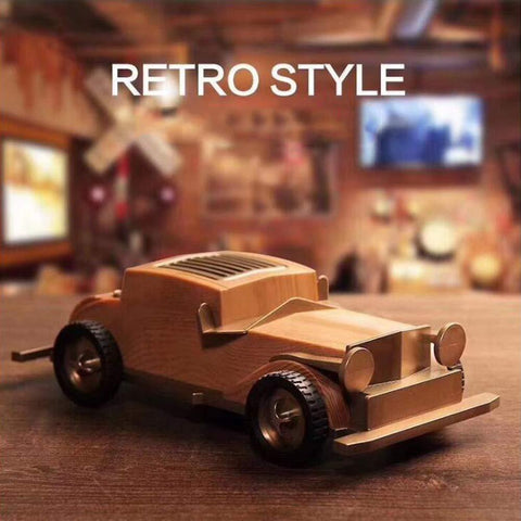 Wooden Wireless Speaker, Retro Car Shape BT4.2 Bluetooth