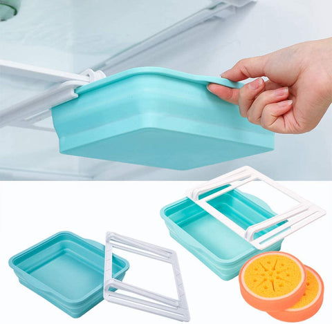 JM-626 Fridge Drawer Organizer Folding Storage Box for Home Kitchen Fridge Space Saver (2pcs) Blue