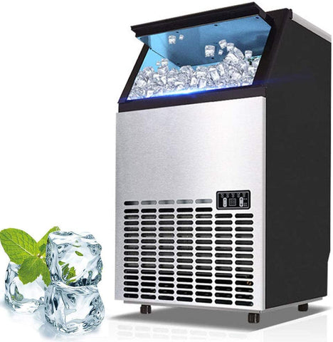 Commercial Ice Maker, Stainless Steel, LED Display, Adjustable Thickness,  Great for Pub, Restaurants, Hotels, Coffee Shops