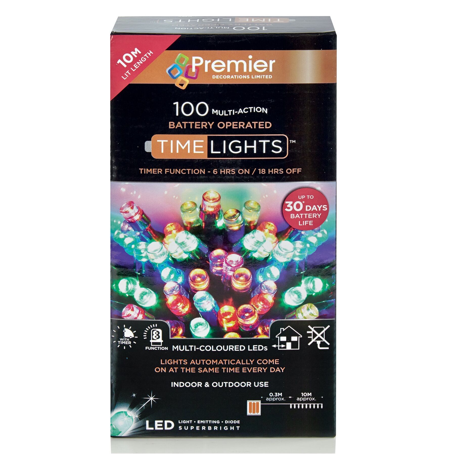 Nitelights 100 Battery-Operated Multi-Action LED Lights (Multicolor) - Premier®