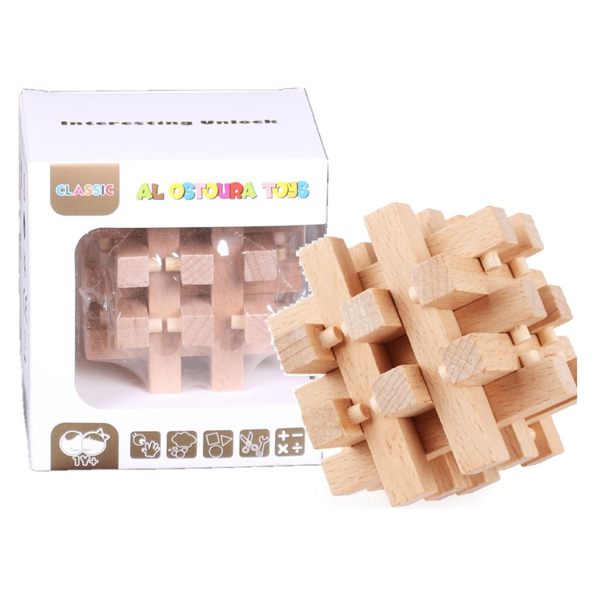 Educational Toys Interesting Unlock Wooden Puzzle AB5452 - SquareDubai