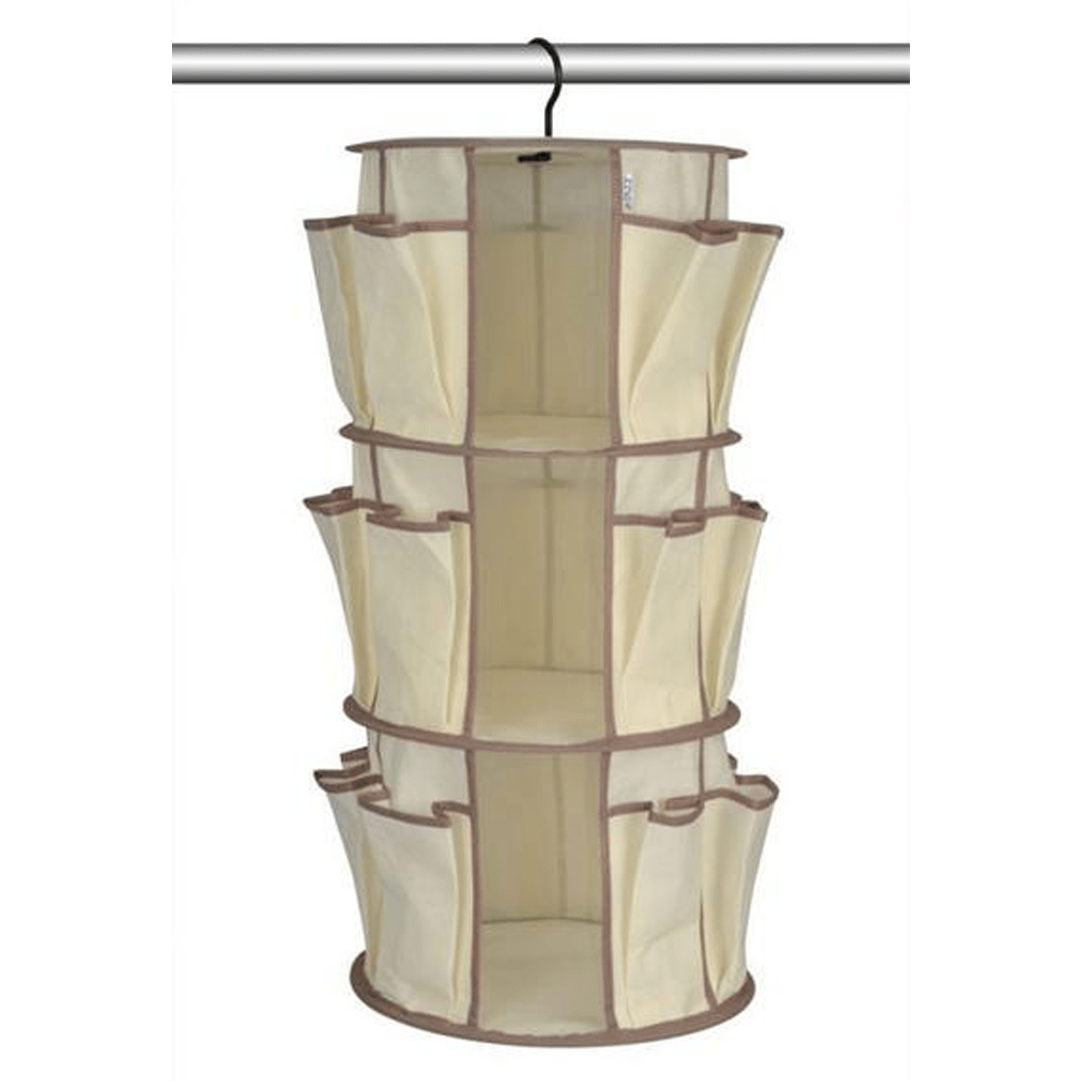 Multipurpose Hanging Carousel Storage Organizer with 24 Pockets, 3 Shelves