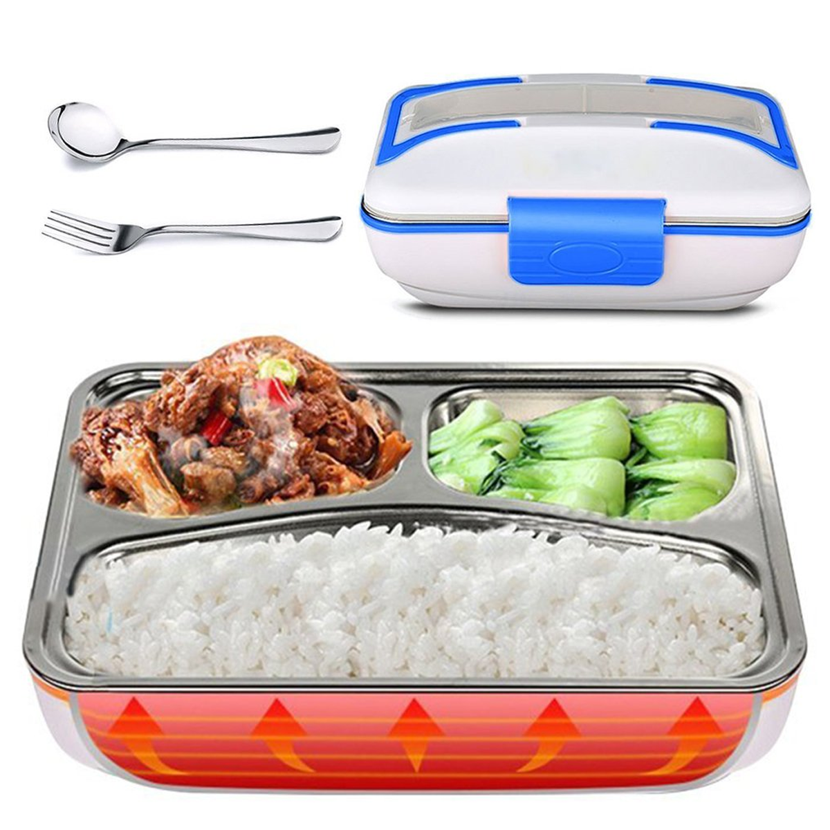 Electronic Insulated Lunch Box Stainless Steel / Car Electric Heating