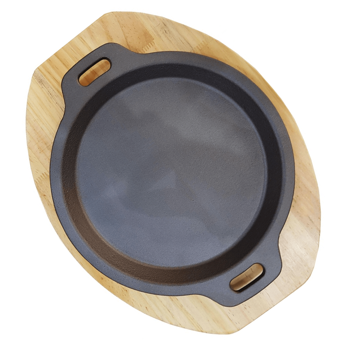 Cast Iron Sizzling Plate with Wooden Base Round - SquareDubai