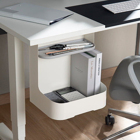 Under Desk Paper Rack Under Desk Storage Rack with Accessory Shelf, Workspace Desk Organizer ...