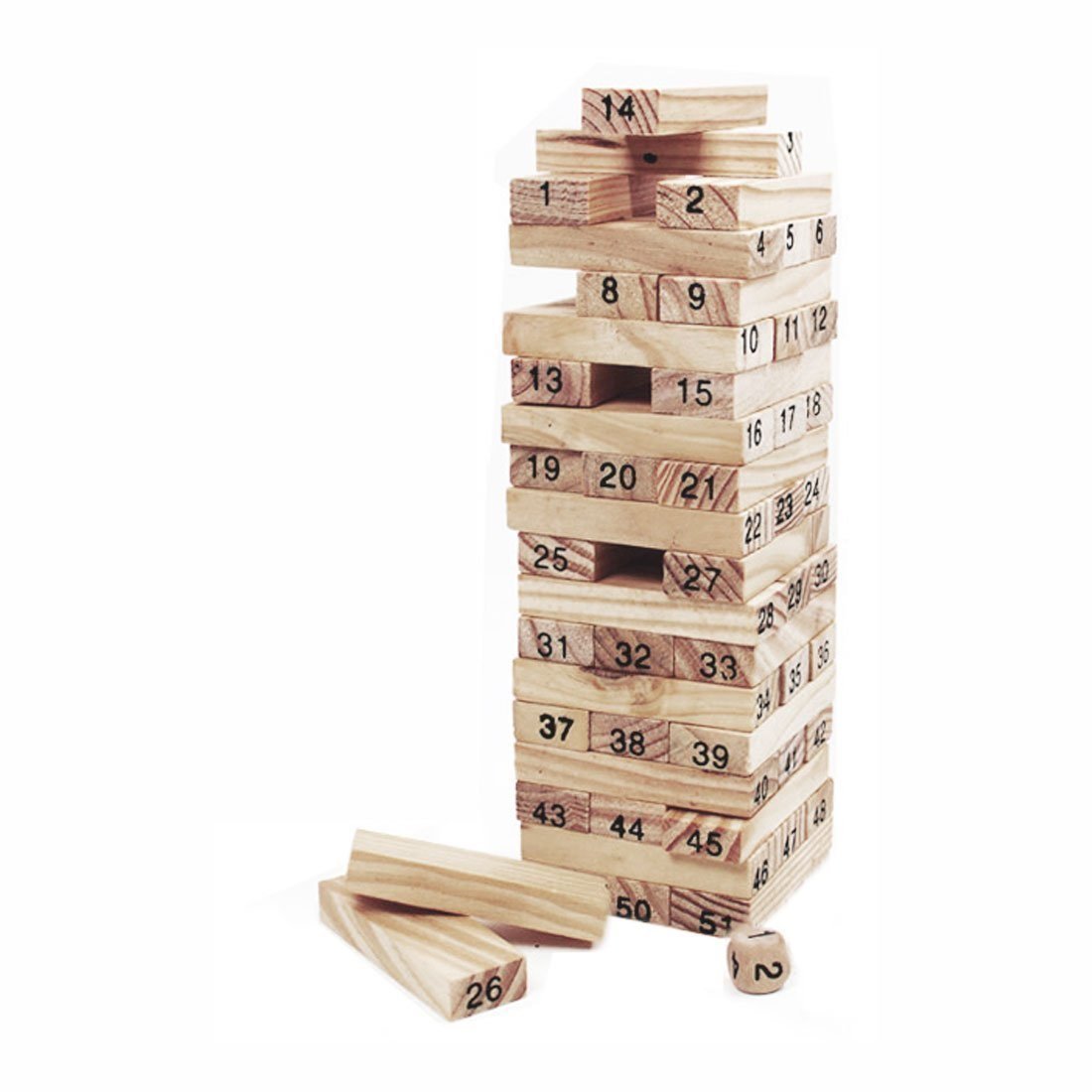 Mini Tower Wood Block Stacking Game - 51 Pcs