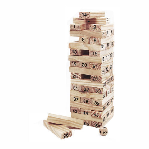 Mini Tower Wood Block Stacking Game - 51 Pcs