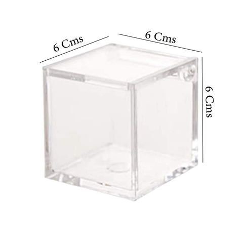 Clear Acrylic Storage Box with Hinged Lid - 8 x 8 x 8 Cms (12 Pcs Pack)