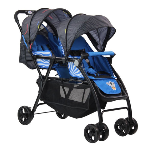 Baby Stroller Twin Pram Blue - Little Angel