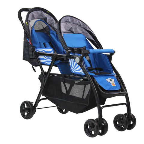 Baby Stroller Twin Pram Blue - Little Angel
