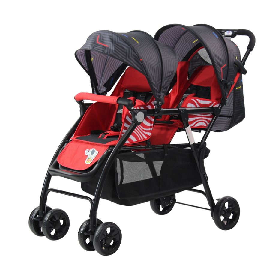 Baby Stroller Twin Pram Red - Little Angel