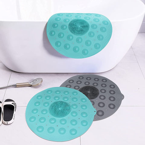 Bathroom Shower Mat, Non-Slip Silicone Foot Massage Bath Mat with Suction Cups