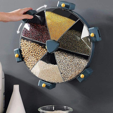 Rotating Rice Storage Box Multi Compartments