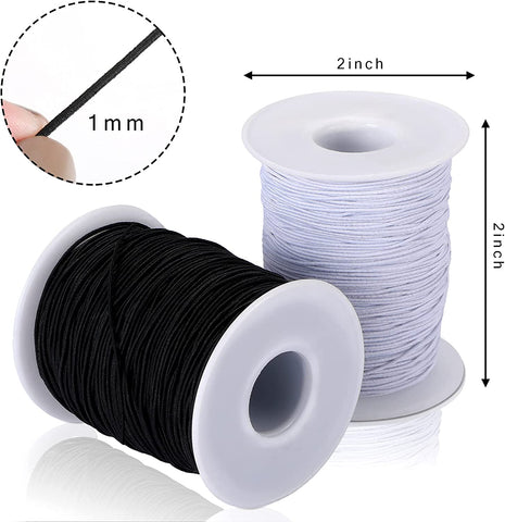 Willow Set of 2 Elastic Cord for Bracelets, Necklaces, Beading and DIY Jewelry Making, 1 mm, 100 m/ Each Roll