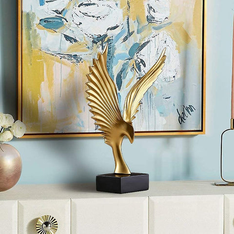Gold Eagle Art Statue Home Living Room Decoration Figurine - 24x8cm