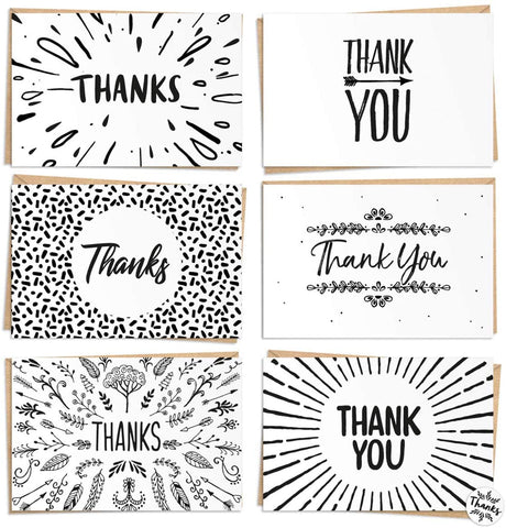 WILLOW 120 Thank You Cards Bulk - Thank You Notes - Blank Note Cards with Craft Paper Envelopes