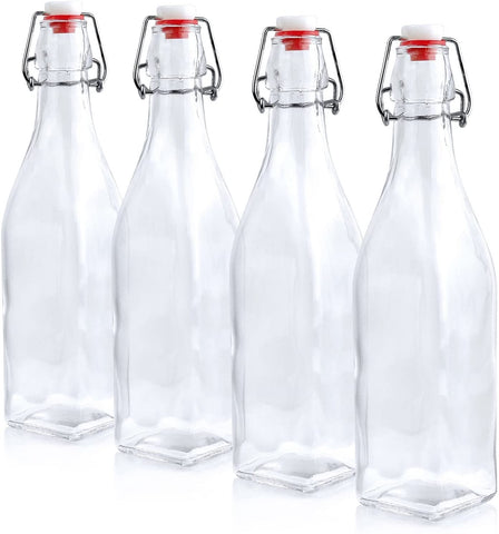 Willow 500ml Swing Top Airtight Sealed Glass Bottles with Buckles Lid - 12 Pc Pack
