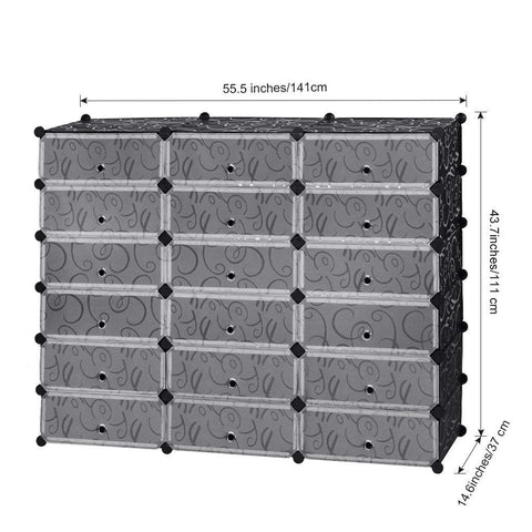 18 Cubes DIY Plastic Modular Organizer Shoe Cabinet