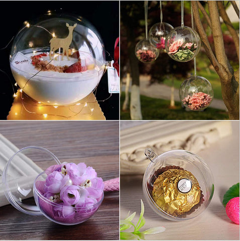 5 sets of transparent fillable decoration balls, DIY plastic acrylic filled balls for party decoration （size 8 CM）