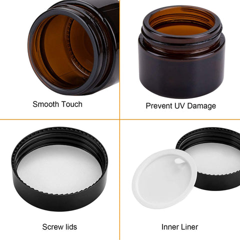 12 Pieces Empty Refillable Dark Brown Glass Makeup Jar with Black Screw Lid 15ml - Willow