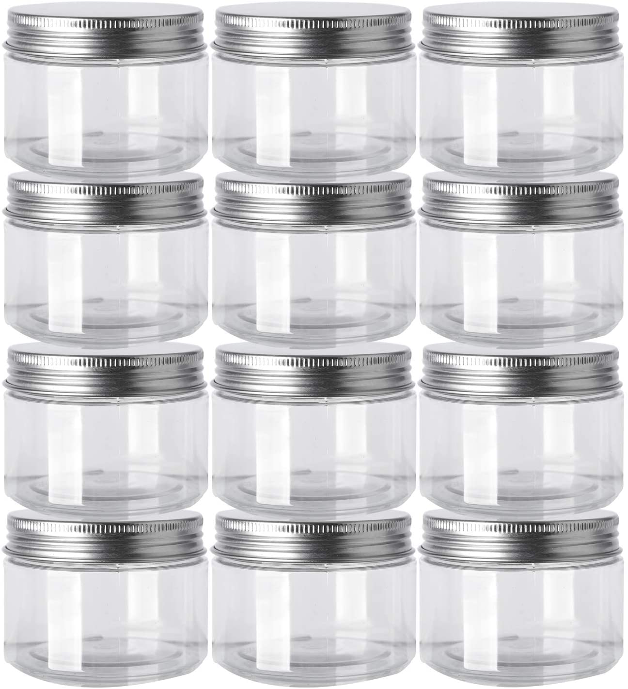 12 Pc Pack Clear Plastic Jars Containers with Screw On Lids (7x5Cms) - Willow
