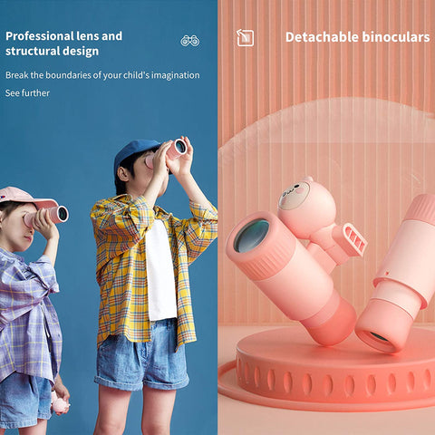 Negaor Binoculars for Kids 10X Mini Compact Binocular Toys High-Resolution Real Optics - Pink