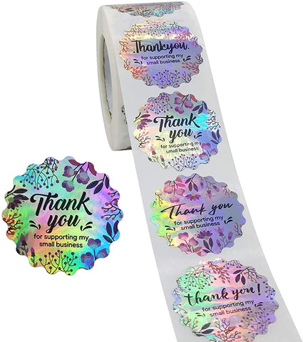 Thank You Stickers Roll 500pcs 1.5Inch Thank You for Supporting My Small Business - Willow