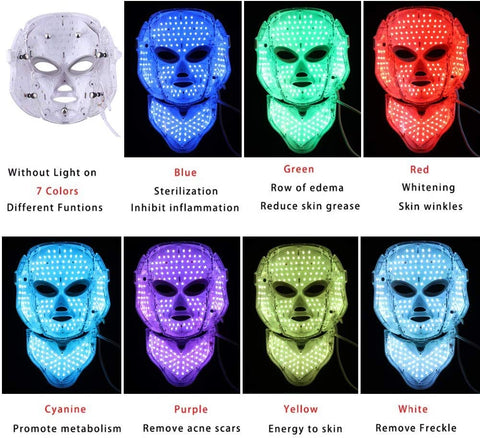 7 Colors LED Mask Face & Neck Neon-Glowing Face Beauty Mask