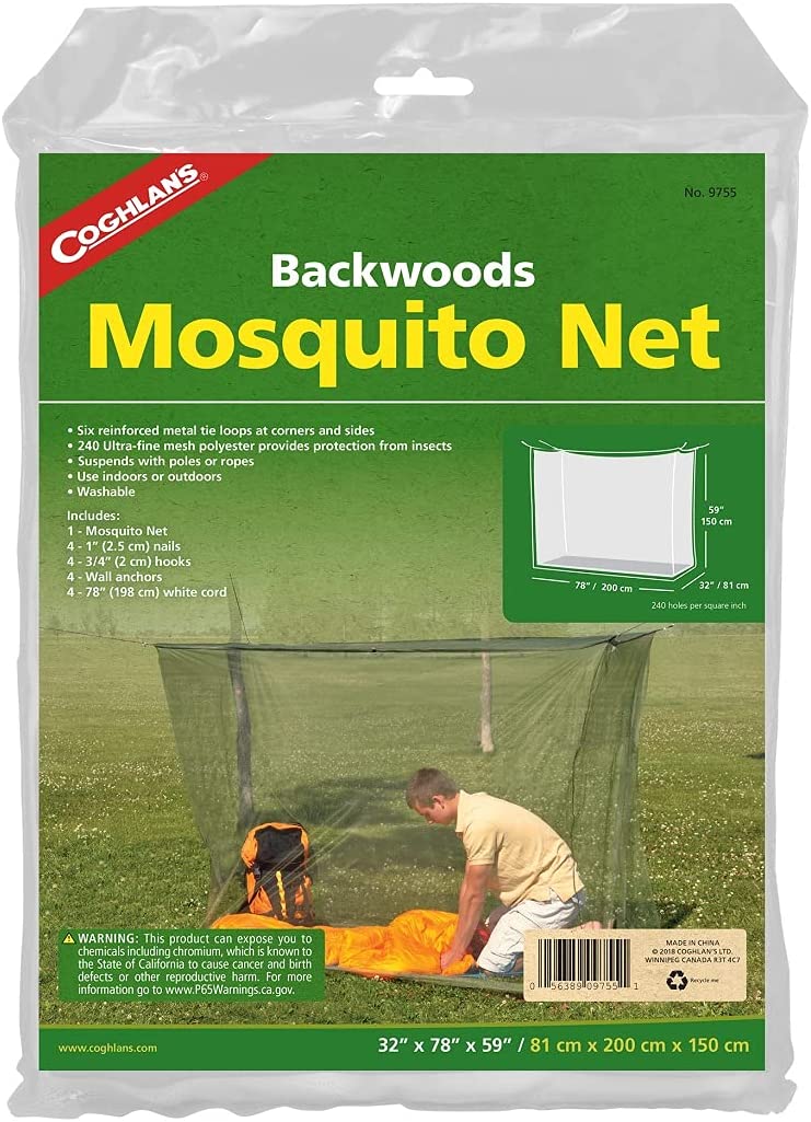 Coghlans Backwoods Mosquito Net, Green, Single Wide / 240 Mesh