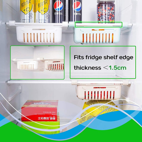 Retractable Fridge Drawer Organizer, Refrigerator Storage Box (4pcs)