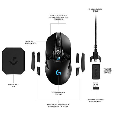 Logitech G903 LIGHTSPEED Gaming Mouse with HERO 16K sensor  2.4GHZ  PC MOUSE